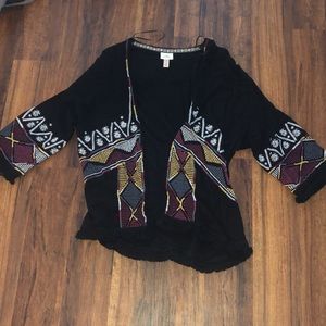 Black and printed shawl/kimono